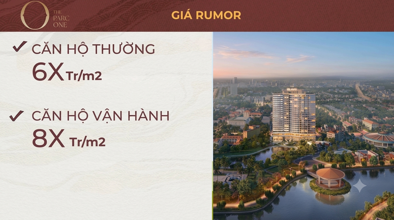 giá bán rumor dự án the parc one