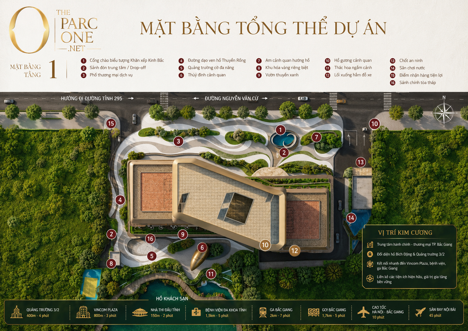 mặt bằng tổng thể the parc one tầng 1